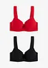 Reggiseno con coppe preformate, ferretto e pizzo (pacco da 2), bonprix