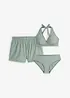 Bikini con slip e pantaloncini (set 3 pezzi) in poliammide riciclata, bonprix