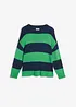 Maglione con scollo rotondo in maglia fine color block, bonprix
