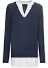 Maglione in filato fine con inserti effetto camicia, bonprix