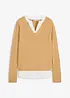 Maglione in filato fine con inserti effetto camicia, bonprix