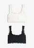 Reggiseno bustier con cotone biologico e pizzo (pacco da 2), bonprix