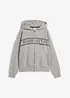 Felpa larga in puro cotone biologico con zip e cappuccio, bonprix