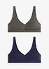 Bralette senza ferretto con cotone biologico (pacco da 2), bonprix