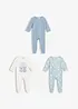 Tutina da neonato con piedini in puro cotone biologico (pacco da 3), bonprix