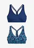 Reggiseno bikini a bustier con spalline convergenti sul retro (pacco da 2), bonprix