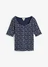Maglia a costine a mezze maniche con stampa a fiori, bonprix