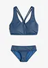 Bikini a bustier effetto jeans (set 2 pezzi), bonprix