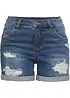 Shorts di jeans effetto sdrucito, a vita media, bonprix