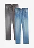 Jeans elasticizzati leggeri straight con elastico in vita, regular fit (pacco da 2 paia), bonprix