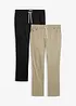 Pantaloni elasticizzati con elastico in vita regular fit, straight (pacco da 2), bonprix