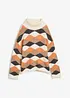Maglione a collo alto con motivo geometrico, bonprix