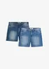 Shorts di jeans slim fit, vita media (pacco da 2), bonprix
