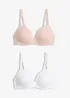 Reggiseno senza ferretto con coppe preformate e cotone biologico (pacco da 2), bonprix