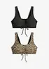 Reggiseno bikini a bustier con laccetti da annodare (pacco da 2), bonprix