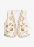 Gilet ricamato in misto lino vaporoso, bonprix