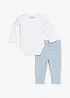 Body a maniche lunghe e pantaloni in cotone biologico (set 2 pezzi), bonprix