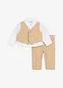Completo con camicia, gilet, pantaloni in puro cotone (set 3 pezzi), bonprix