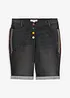 Bermuda in jeans con ricami e cinta comoda, vita media, bonprix