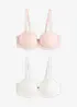 Reggiseno a balconcino con spalline staccabili e pizzo morbido (pacco da 2), bonprix