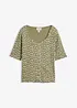Maglia a costine a mezze maniche con stampa a fiori, bonprix