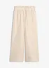 Pantaloni culotte cropped in misto lino leggero, bonprix