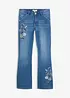 Jeans a zampa con ricami floreali, bonprix