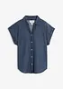 Camicetta di jeans a maniche corte con lino, bonprix