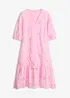 Abito midi in puro cotone con ricami traforati, bonprix