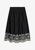 Gonna midi in puro cotone con ricami traforati, bonprix
