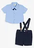 Completo con camicia a maniche corte, bermuda, bretelle e papillon (set 4 pezzi), bonprix