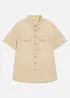 Camicia a maniche corte in denim colorato, slim fit, bonprix