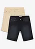 Bermuda leggeri in denim colorato con elastico in vita, regular fit (pacco da 2), bonprix
