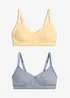 Bralette imbottita senza ferretto con lavorazione traforata in cotone biologico (pacco da 2), bonprix
