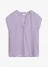 Blusa in satin a maniche corte, taglio morbido a spalle scese, bonprix