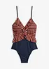 Costume intero con cut-out e volant, bonprix