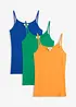 Top con spalline sottili in puro cotone (pacco da 3), bonprix