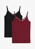 Top con pizzo (pacco da 2), bonprix