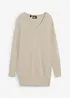 Maglione lungo basic in filato fine con scollo a V, bonprix
