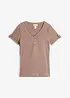 Maglia serafino in puro cotone a costine, bonprix