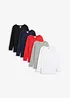Maglia lunga con scollo rotondo e maniche lunghe  (pacco da 5), bonprix