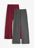 Pantaloni a gamba svasata in jersey elasticizzato misto con cotone biologico (pacco da 2), bonprix