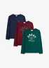 Maglia a maniche lunghe in cotone biologico morbido (pacco da 3), bonprix