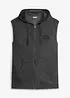 Gilet in felpa di puro cotone con zip, cappuccio ed effetto lavato, bonprix