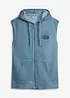 Gilet in felpa di puro cotone con zip, cappuccio ed effetto lavato, bonprix