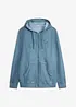 Felpa in puro cotone con zip, cappuccio ed effetto lavato, bonprix