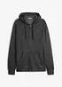 Felpa in puro cotone con zip, cappuccio ed effetto lavato, bonprix