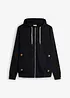 Felpa con zip, cappuccio e dettagli in similpelle, bonprix