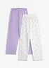 Pantaloni pigiama lunghi in puro cotone biologico (pacco da 2), bonprix