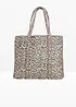 Borsa shopper reversibile in cotone con stampa leopardata, bonprix